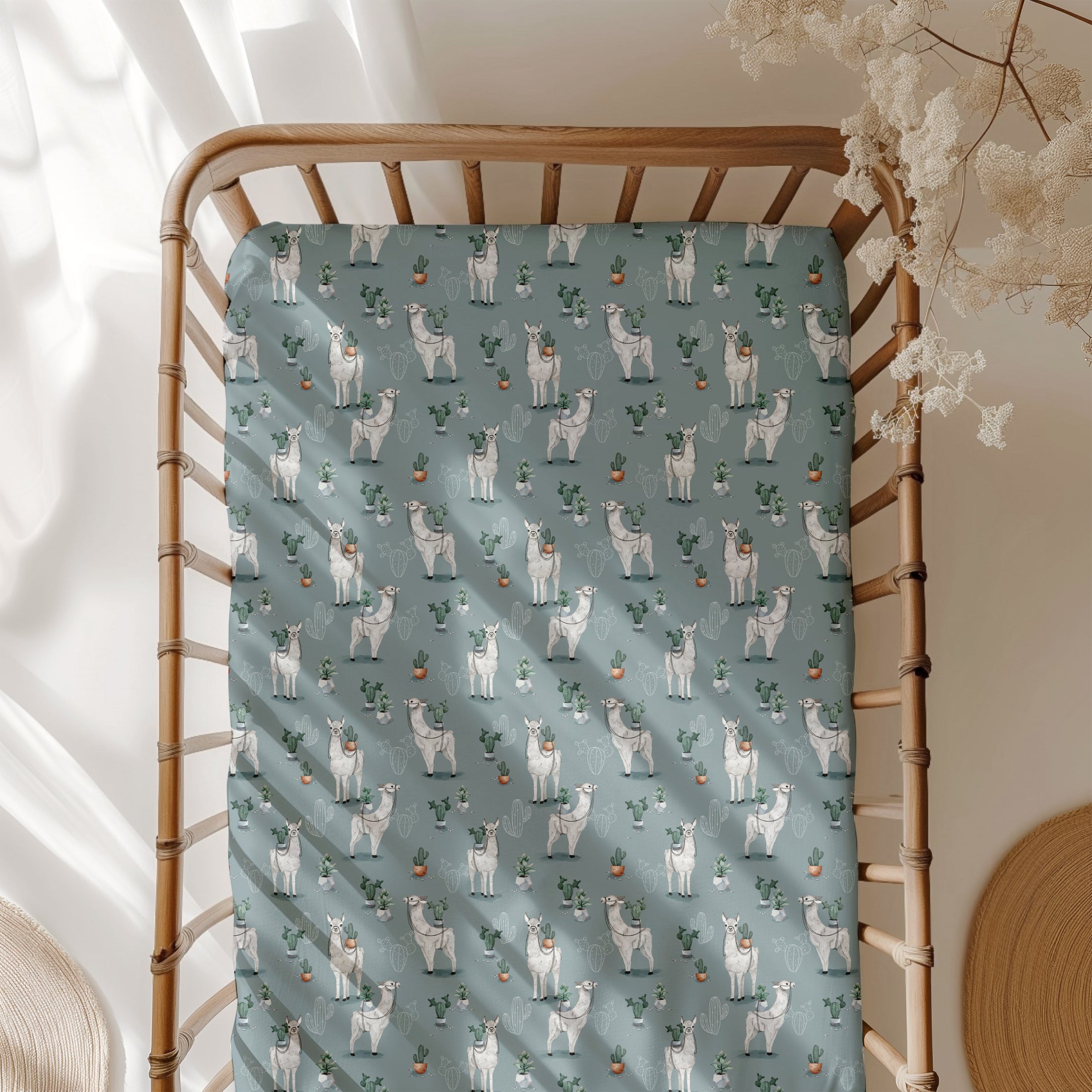 Prickly Llama Crib Sheet