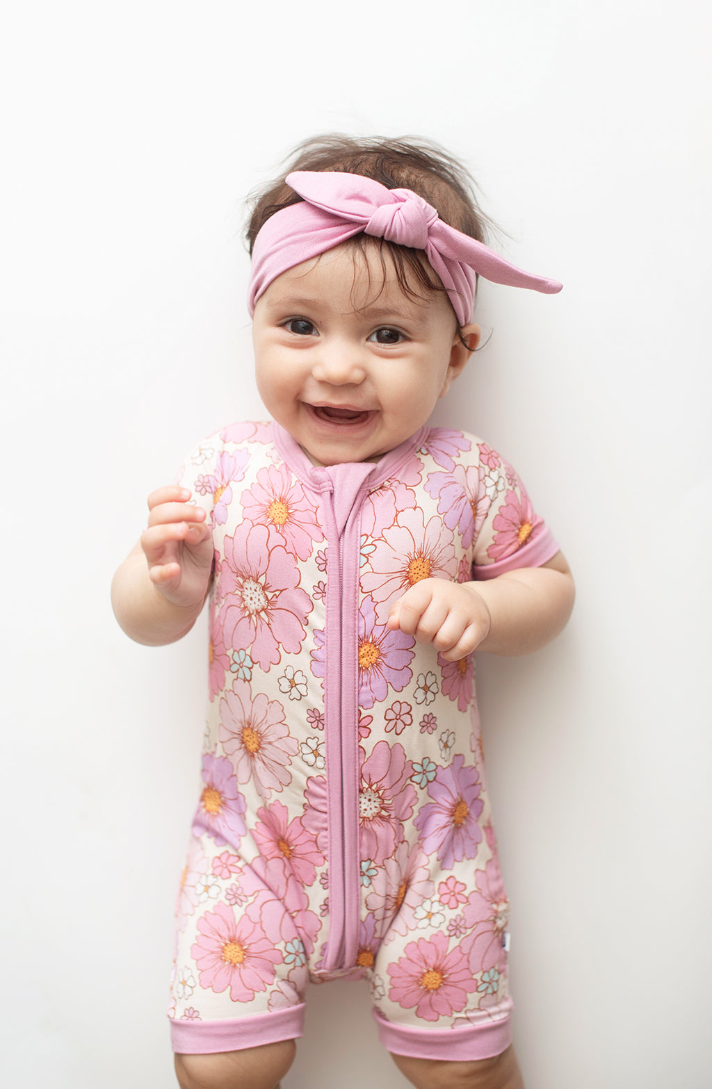 Powerful in Pink (Flower) Short Sleeve Romper