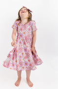 Load image into Gallery viewer, Powerful in Pink (Flower)  Short Sleeve Big Kid Twirl Dress
