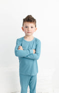 Load image into Gallery viewer, Pacific (Blue) Ribbed Long Sleeve PJ's
