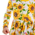 Load image into Gallery viewer, Suns and Roses (Sunflower) Long Sleeve Big Kid Twirl Dress
