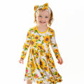 Load image into Gallery viewer, Suns and Roses (Sunflower) Long Sleeve Big Kid Twirl Dress
