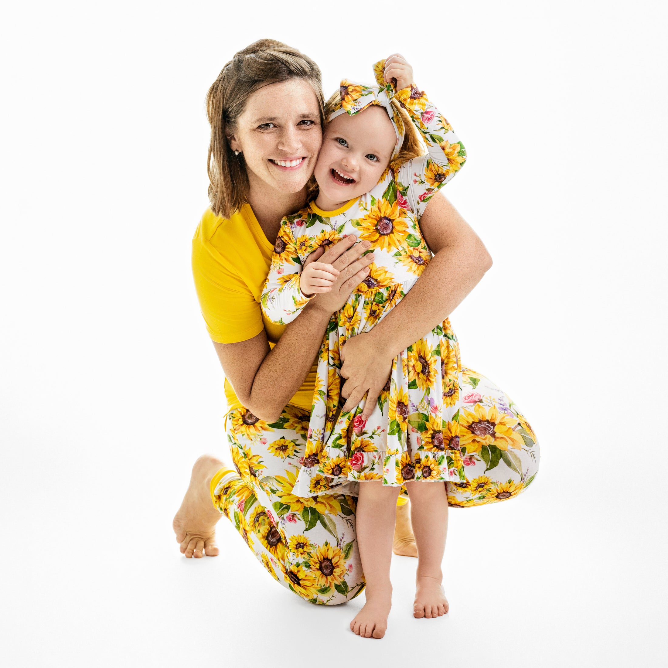 Suns and Roses (Sunflower) Long Sleeve Big Kid Twirl Dress