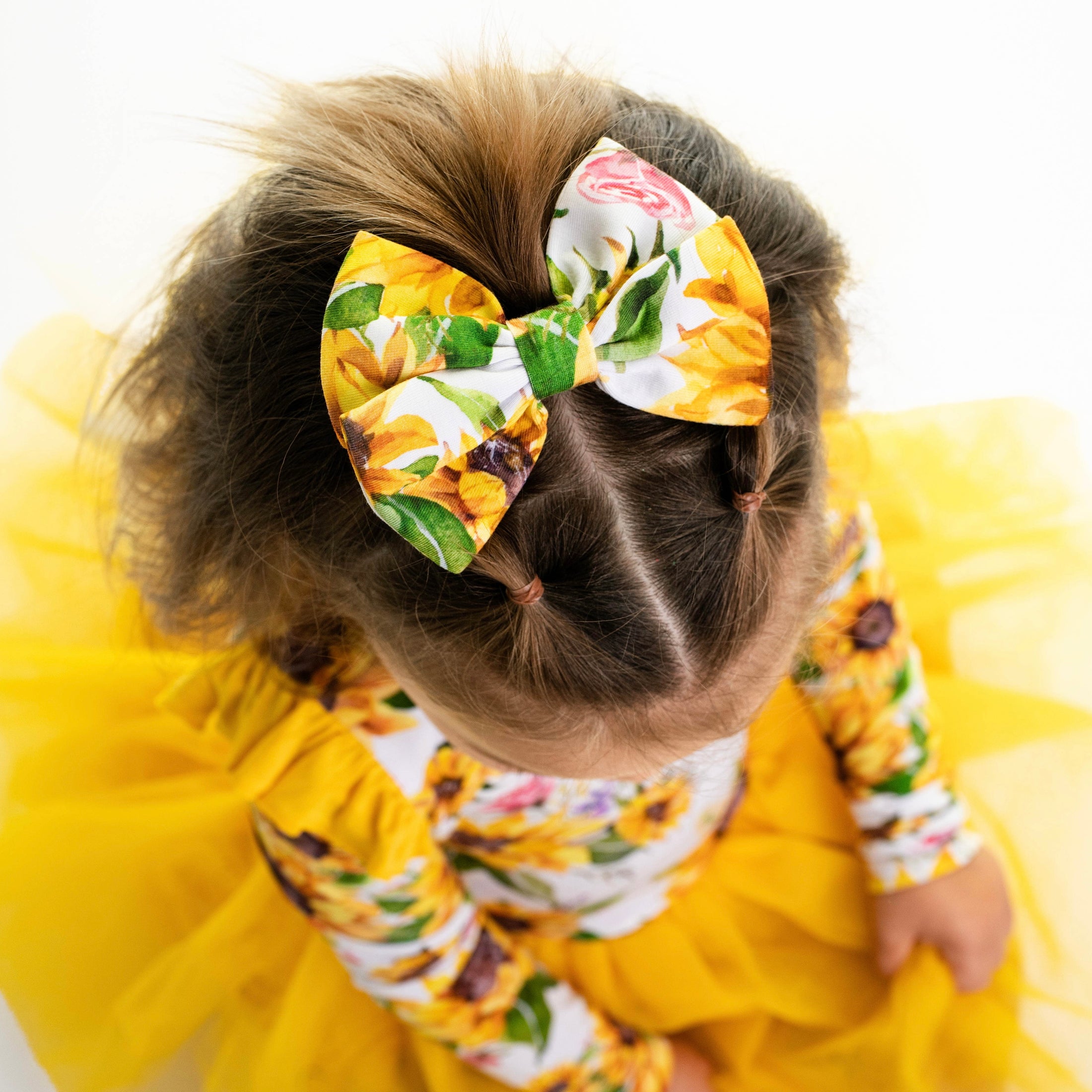 Suns and Roses (Sunflower) Long Sleeve Big Kid Tutu Dress