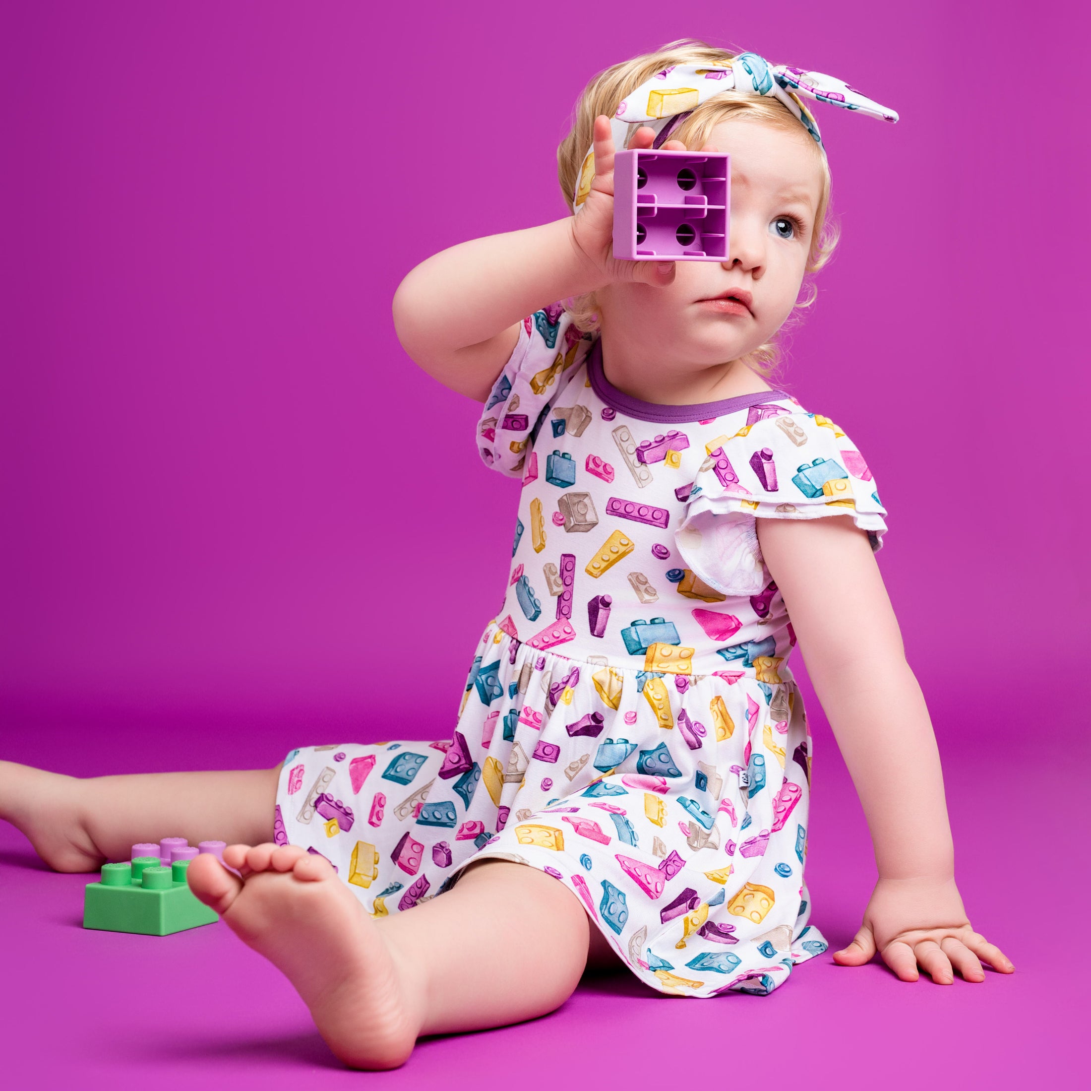 Block Party (Purple) Bodysuit Twirl Dress