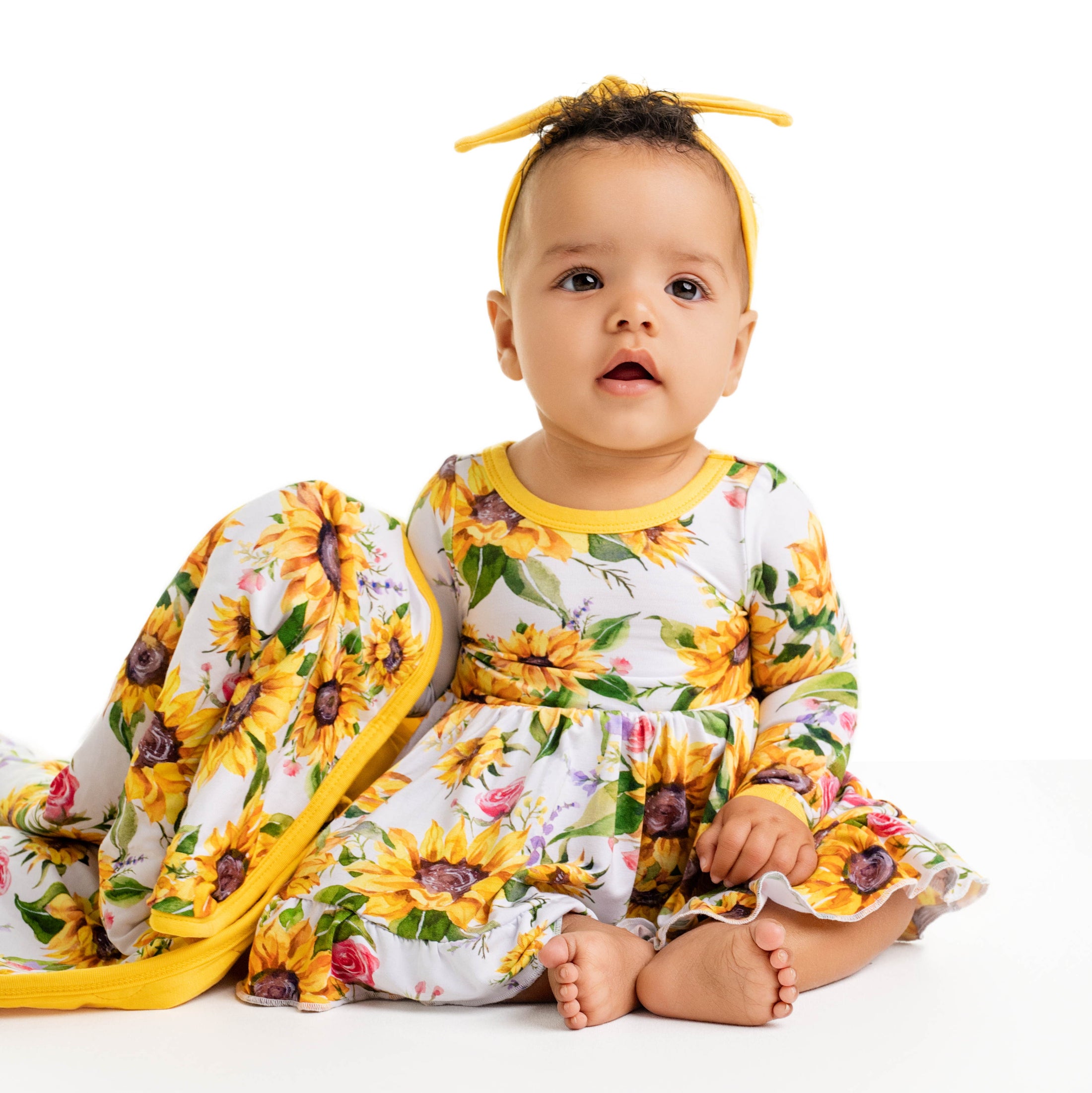 Suns and Roses (Sunflowers) Long Sleeve Bodysuit Twirl Dress