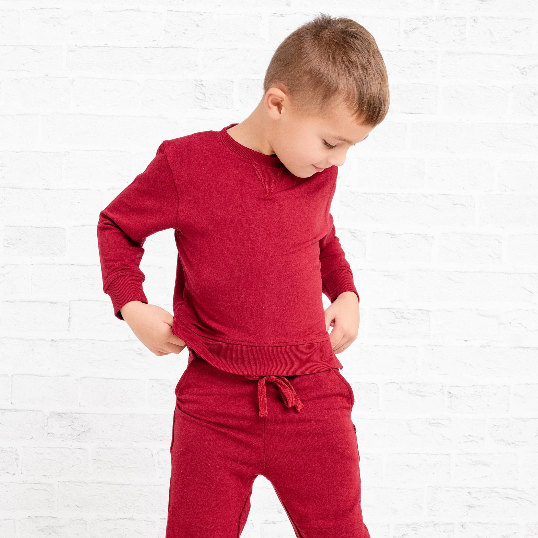 Burgundy Kids Jogger Set