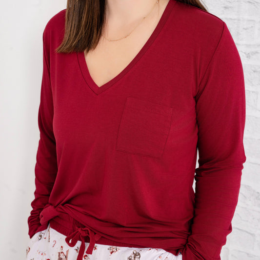 Burgundy Women's Long Sleeve Shirt