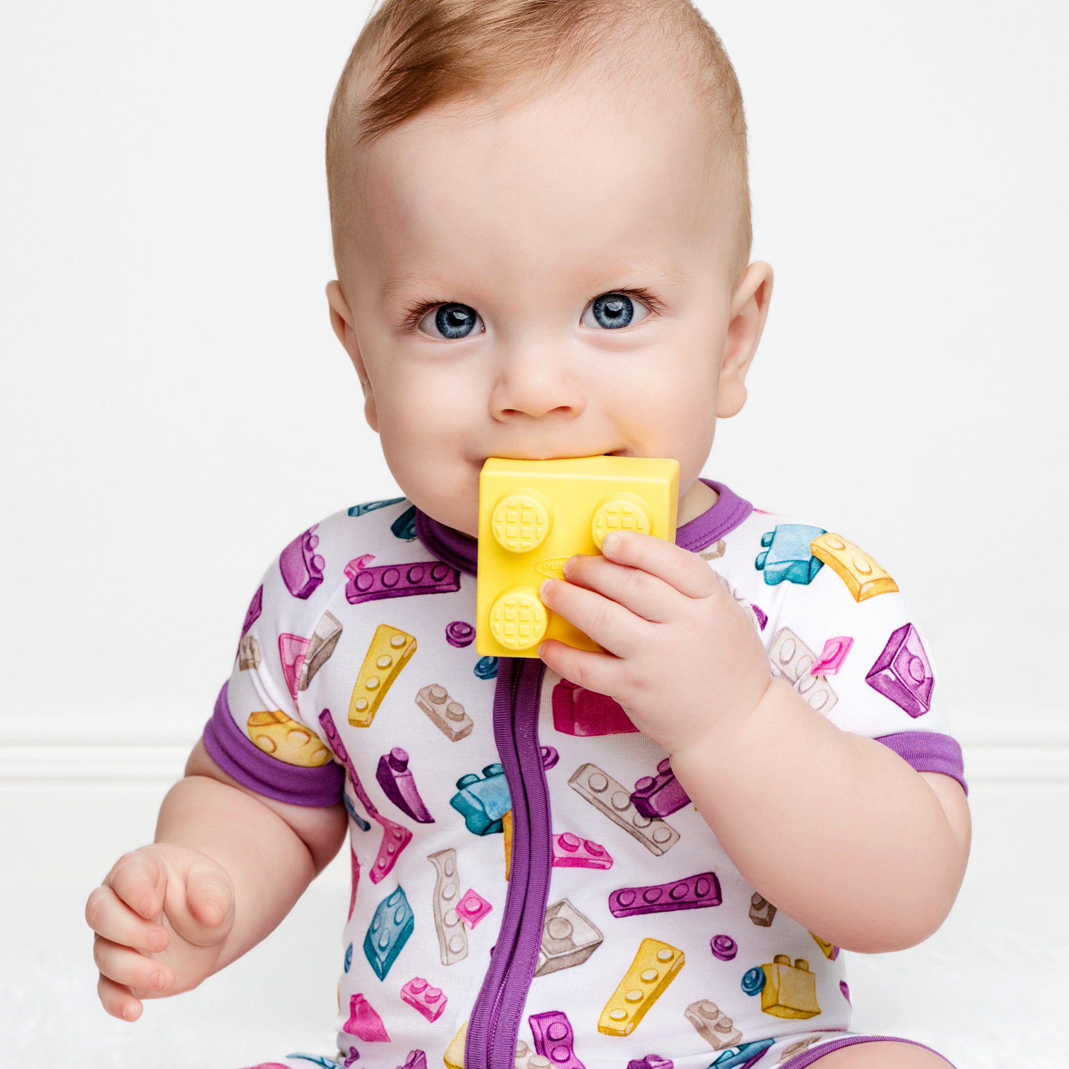 Block Party (Purple) Short Sleeve Romper