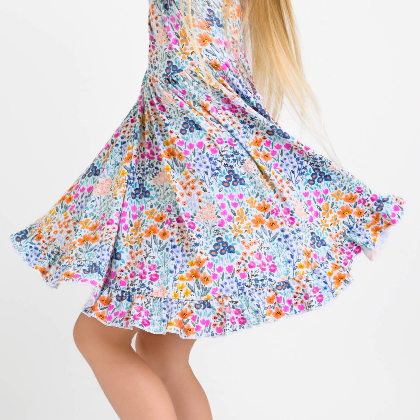 Whispering Wildflowers Long Sleeve Big Kid Twirl Dress