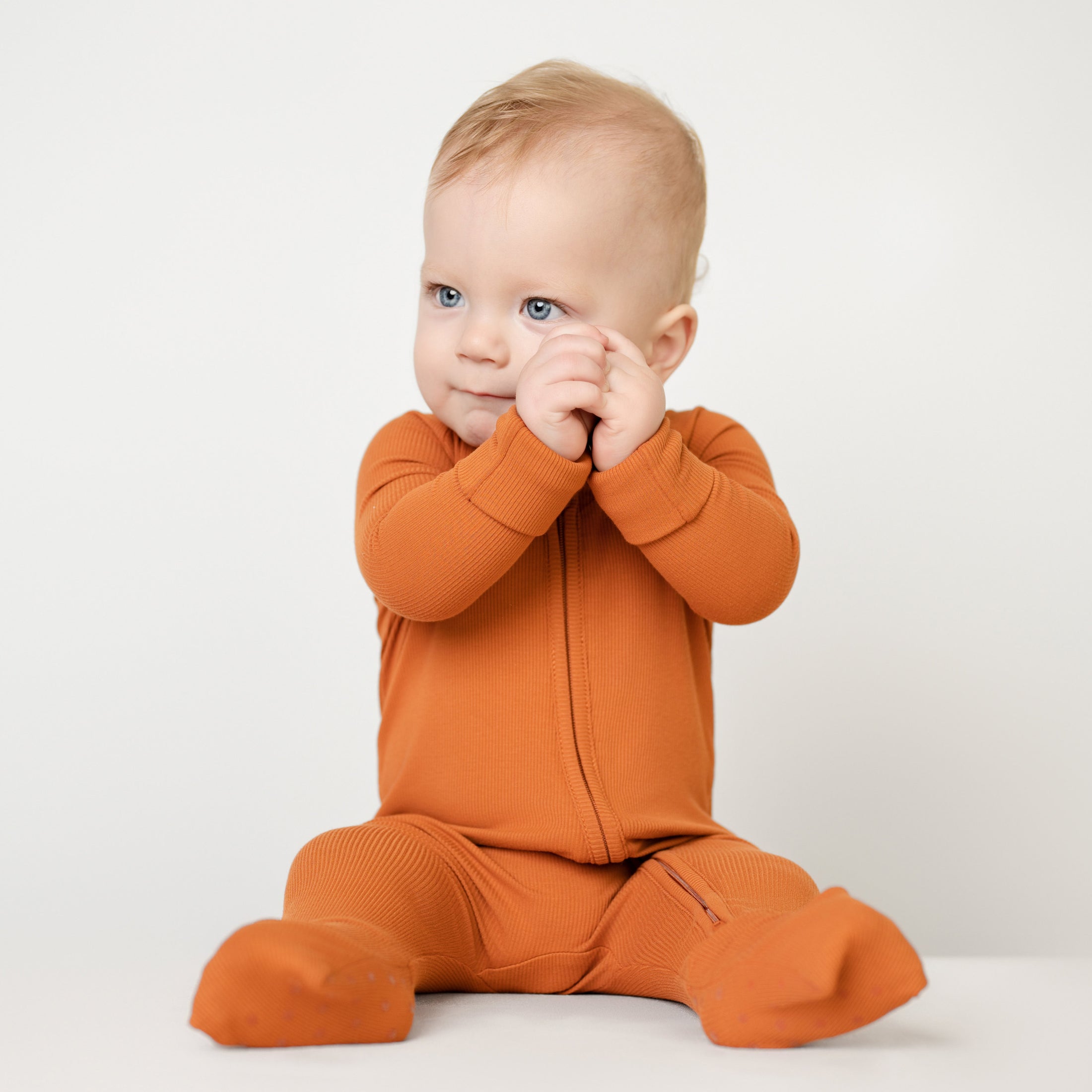 Rust (Orange) Ribbed Romper