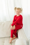 Load image into Gallery viewer, Crimson (Red) Ribbed Long Sleeve PJ's
