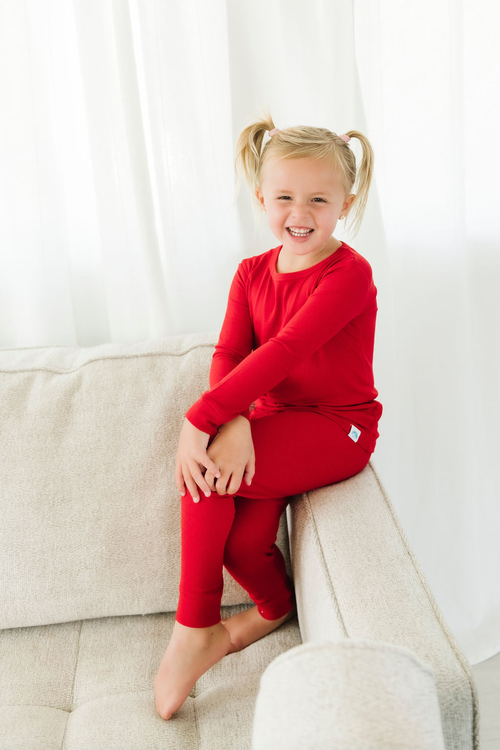 Crimson (Red) Ribbed Long Sleeve PJ's