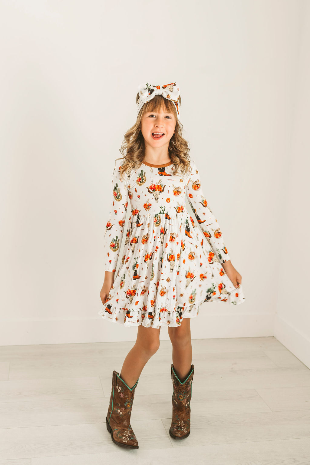 Desert Dreams Long Sleeve Big Kid Twirl Dress