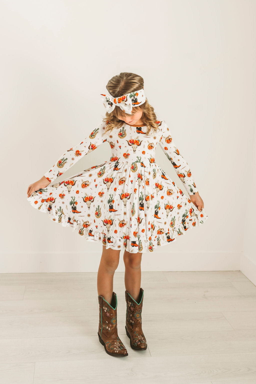 Desert Dreams Long Sleeve Big Kid Twirl Dress