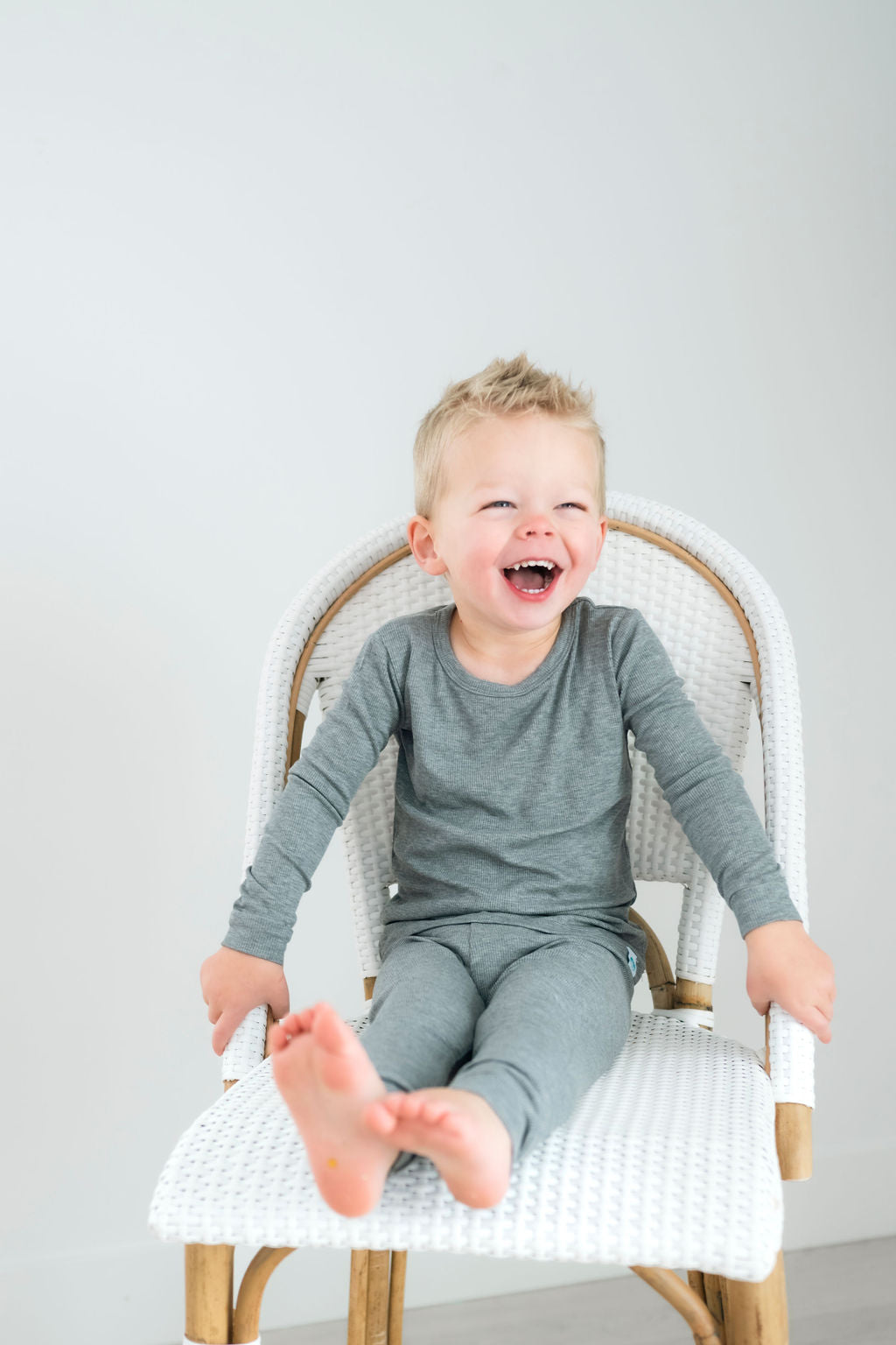 Heather (Gray) Ribbed Long Sleeve PJ's