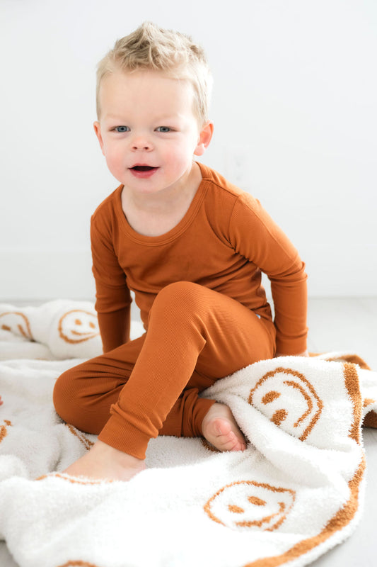 Rust (Orange) Ribbed Long Sleeve PJ's