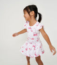 Load image into Gallery viewer, Flamingo to Bed Short Sleeve Bodysuit Twirl Dress
