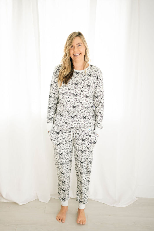 Lunar Dreams (White Butterfly) Women's Long Sleeve PJ Set