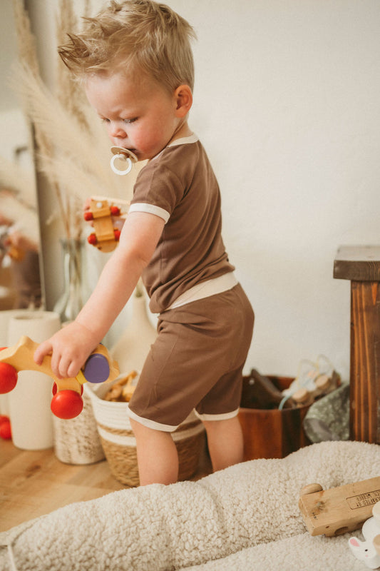 Hot Cocoa (Brown) Ribbed Short Set