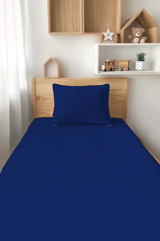 Royal Blue Twin Fitted Sheet and Pillowcase Set