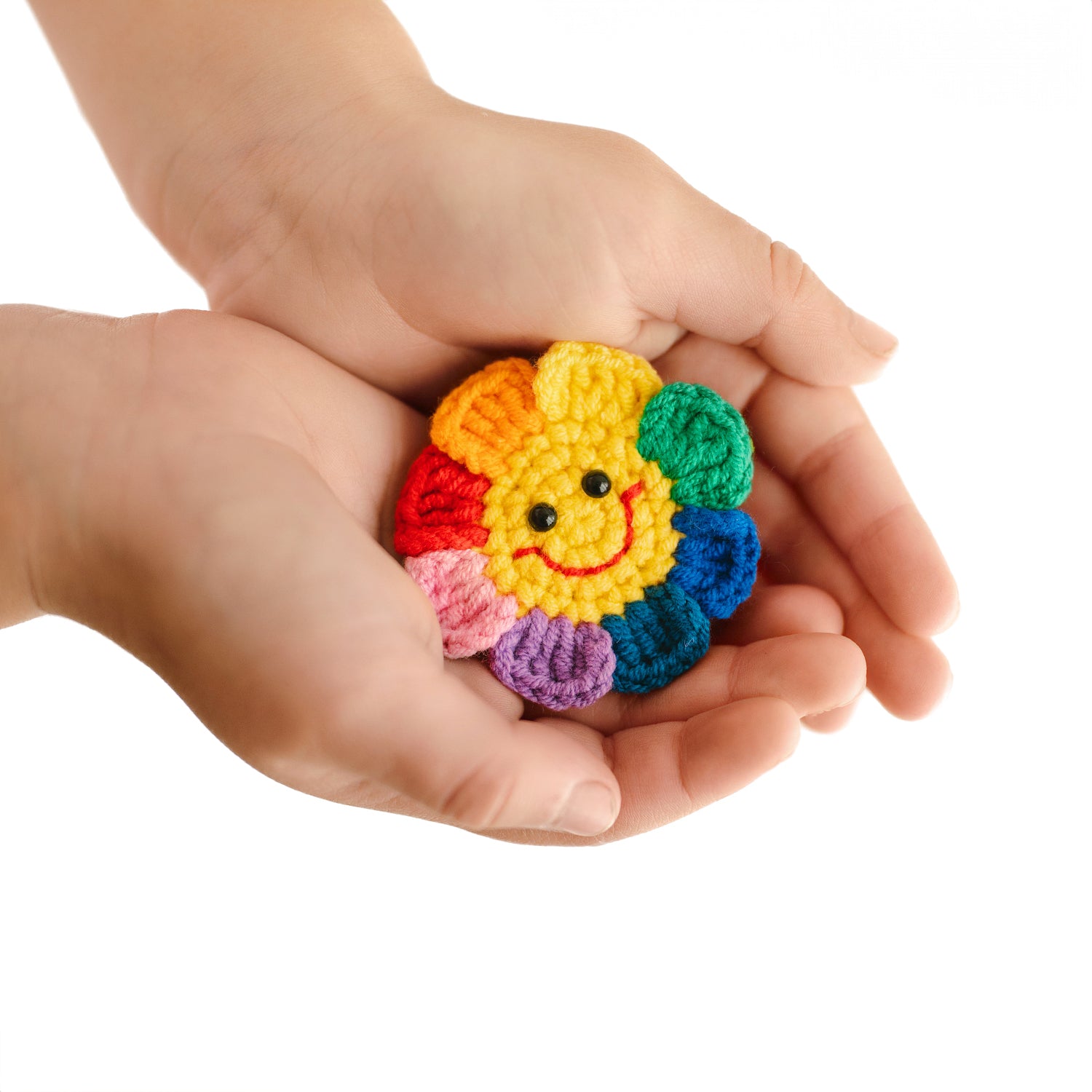 Crochet Rainbow Sunflower Hair Clip