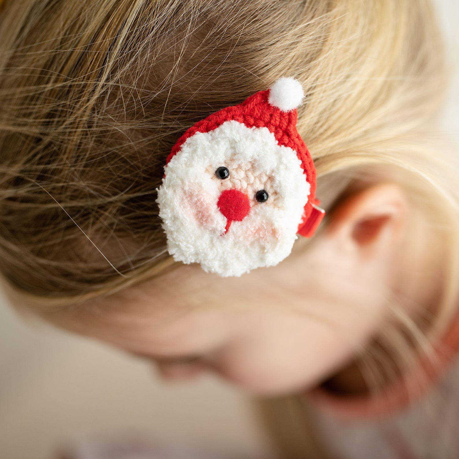 Crochet Handmade Santa Hair Clip