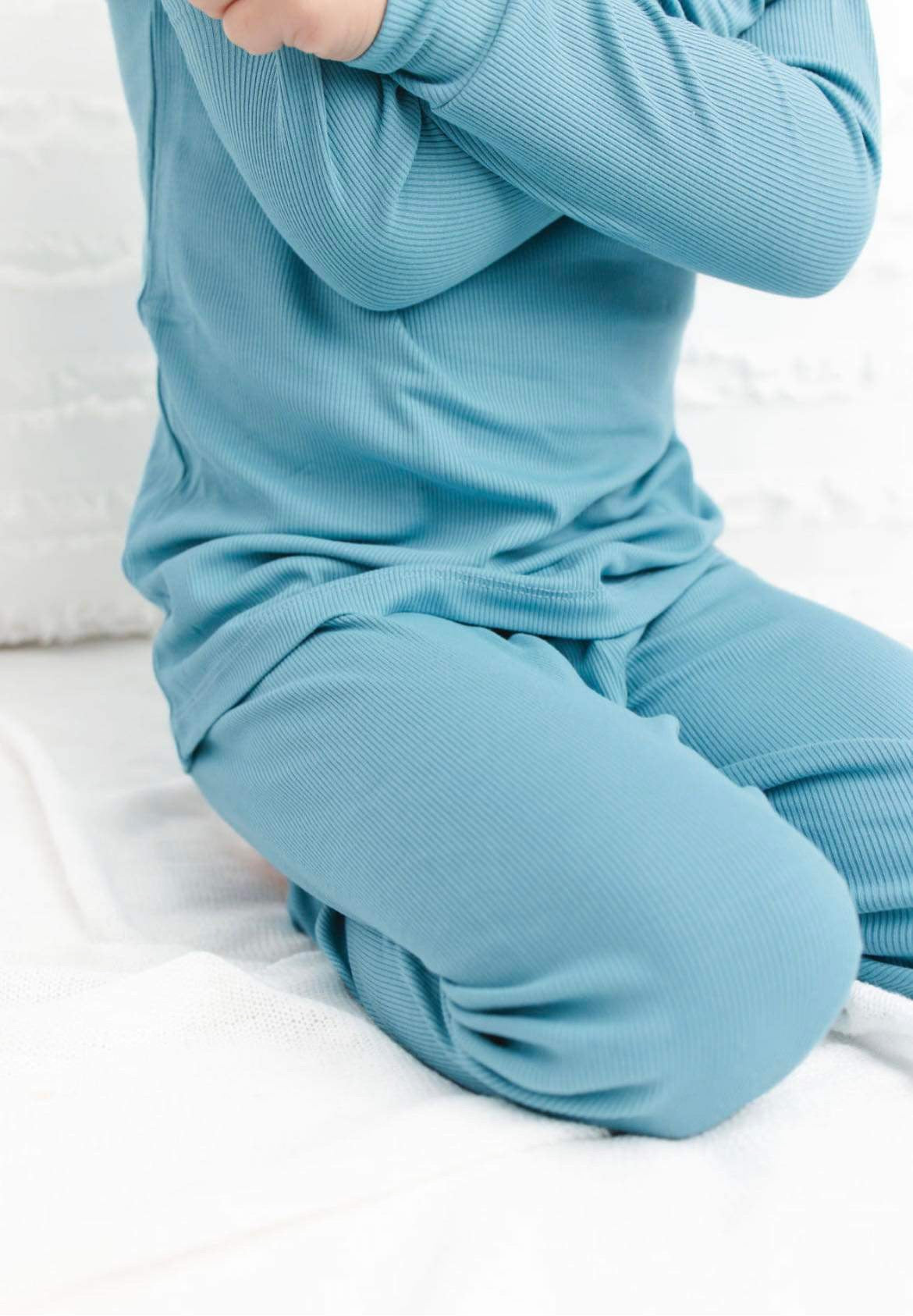 Pacific (Blue) Ribbed Long Sleeve PJ's