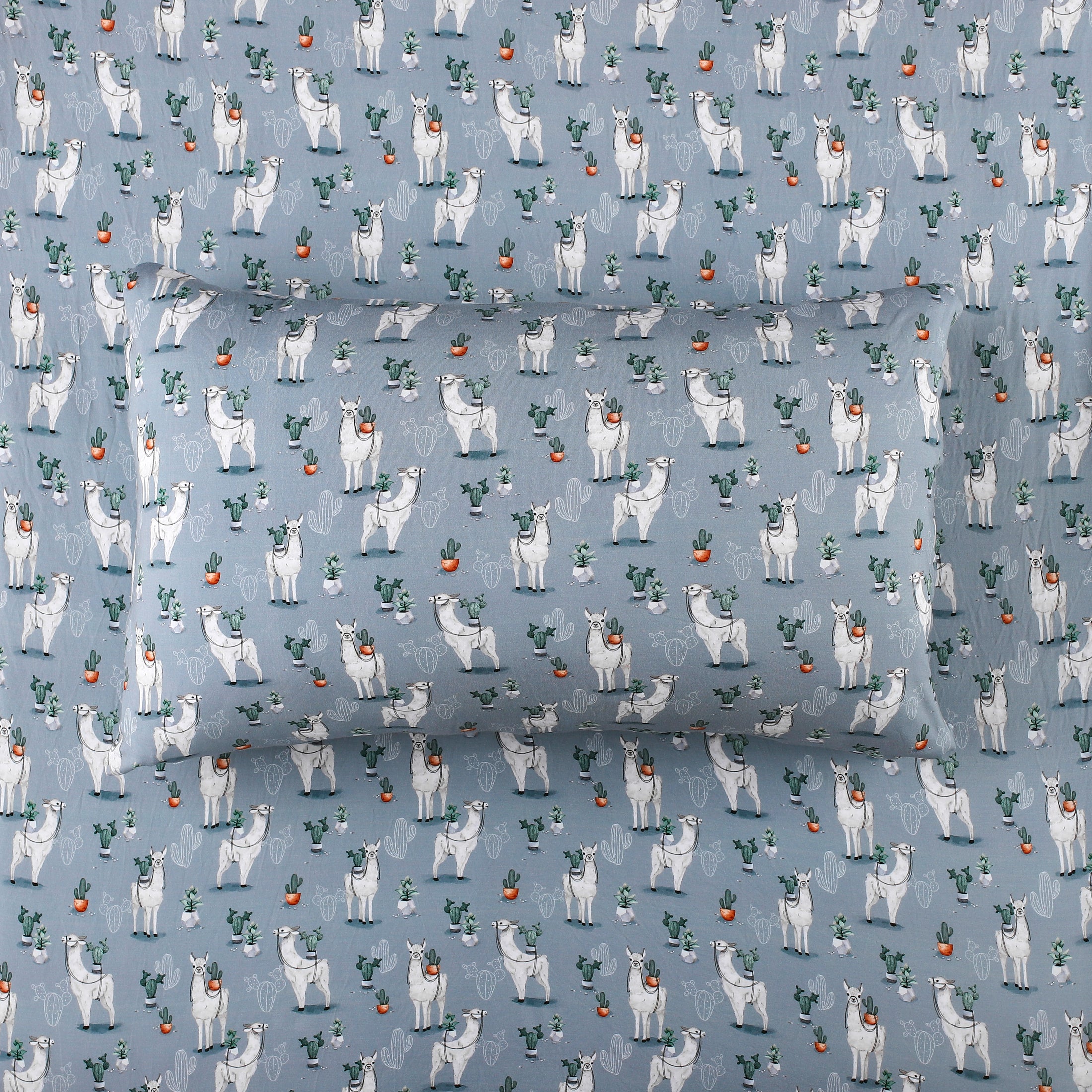 Prickly Llama Twin Fitted Sheet and Pillowcase Set