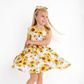 Load image into Gallery viewer, Suns and Roses (Sunflowers) Short Sleeve Big Kid Twirl Dress
