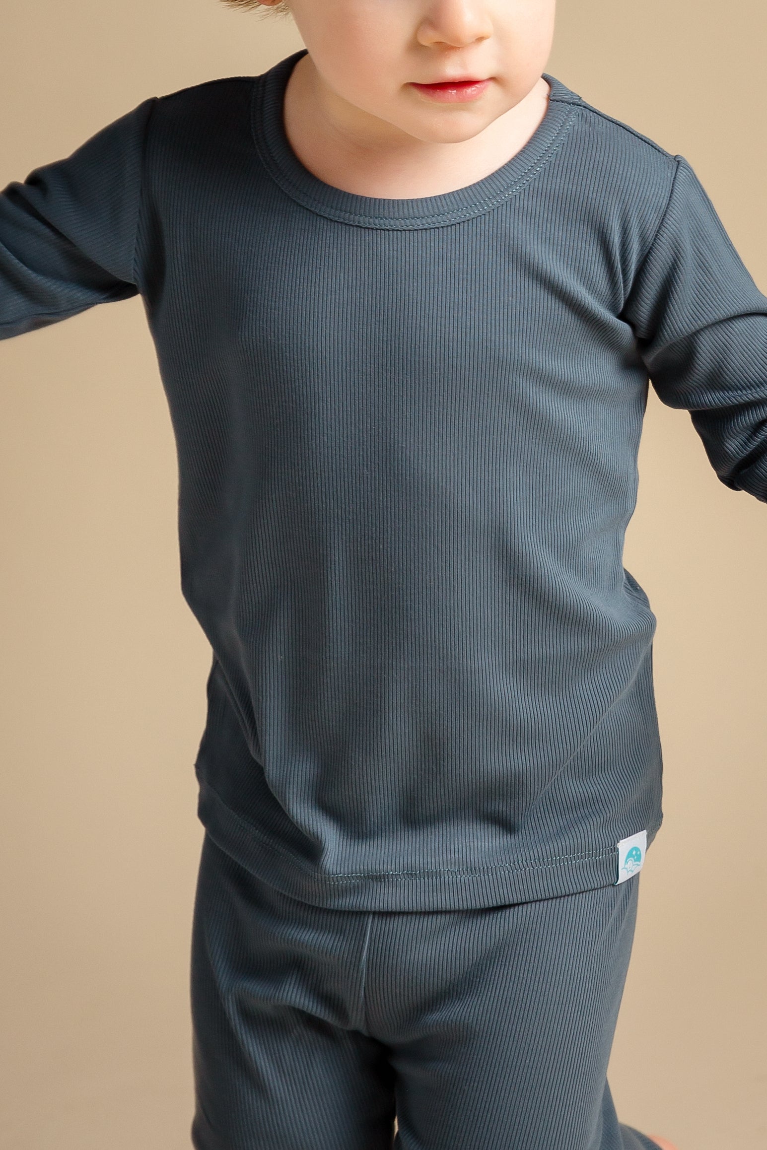 Cadet (Blue) Ribbed Long Sleeve PJ's