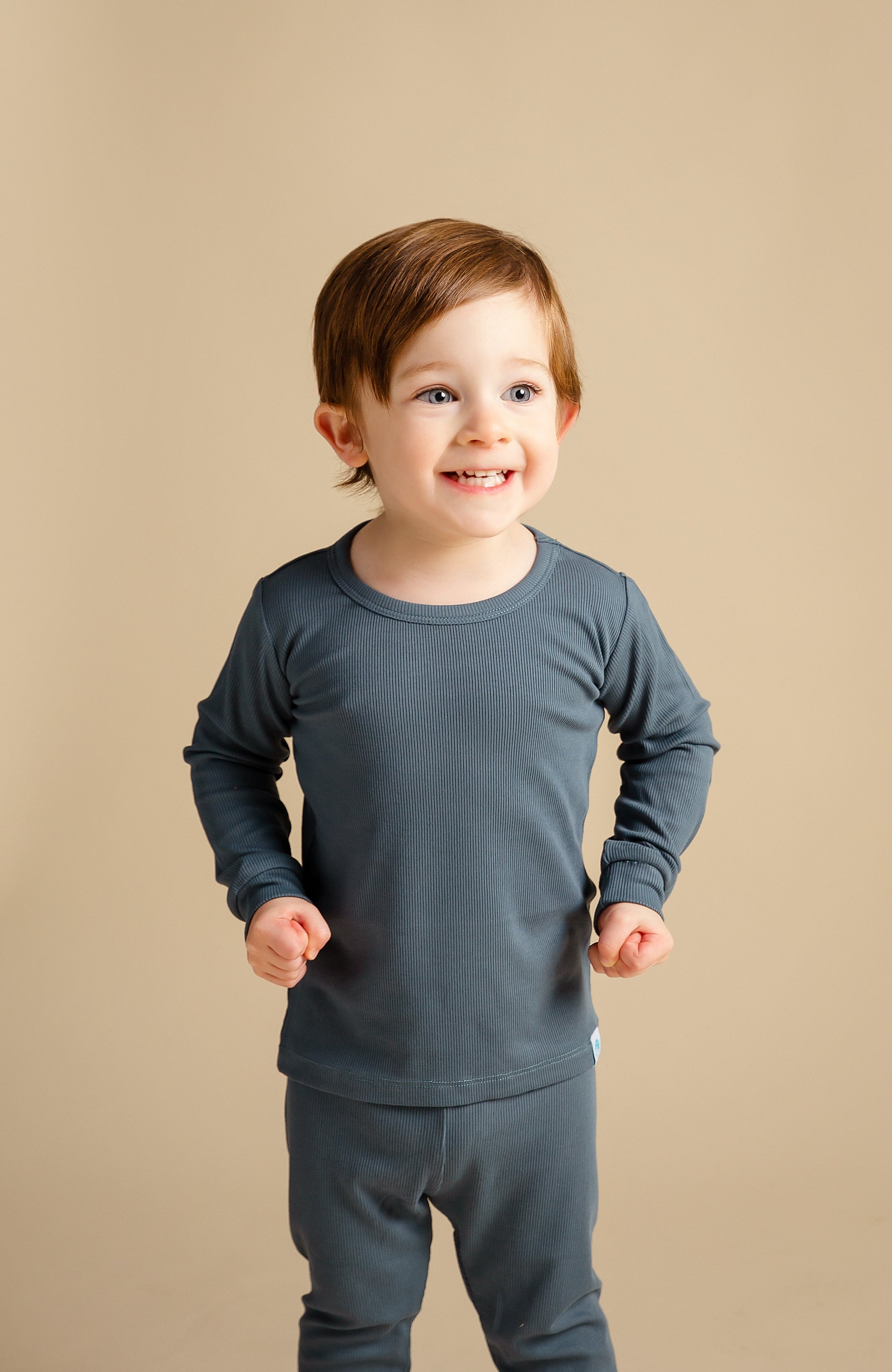 Cadet (Blue) Ribbed Long Sleeve PJ's